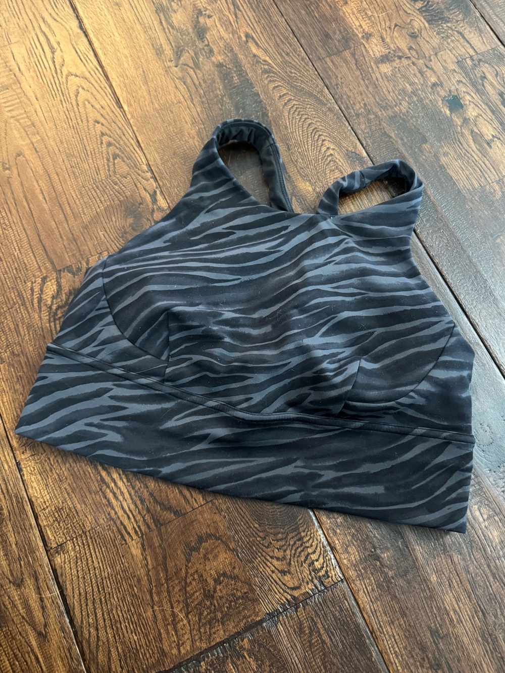 Lululemon Black & Charcoal Zebra Print Sports Bra Size 10